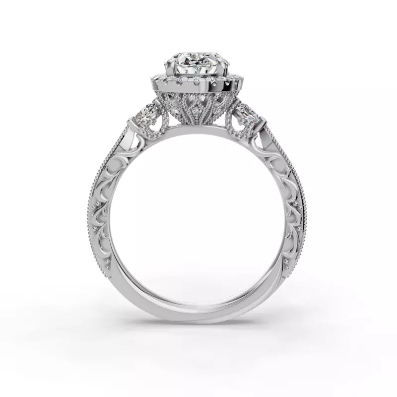 14K White Gold Winter Halo Engagement Ring