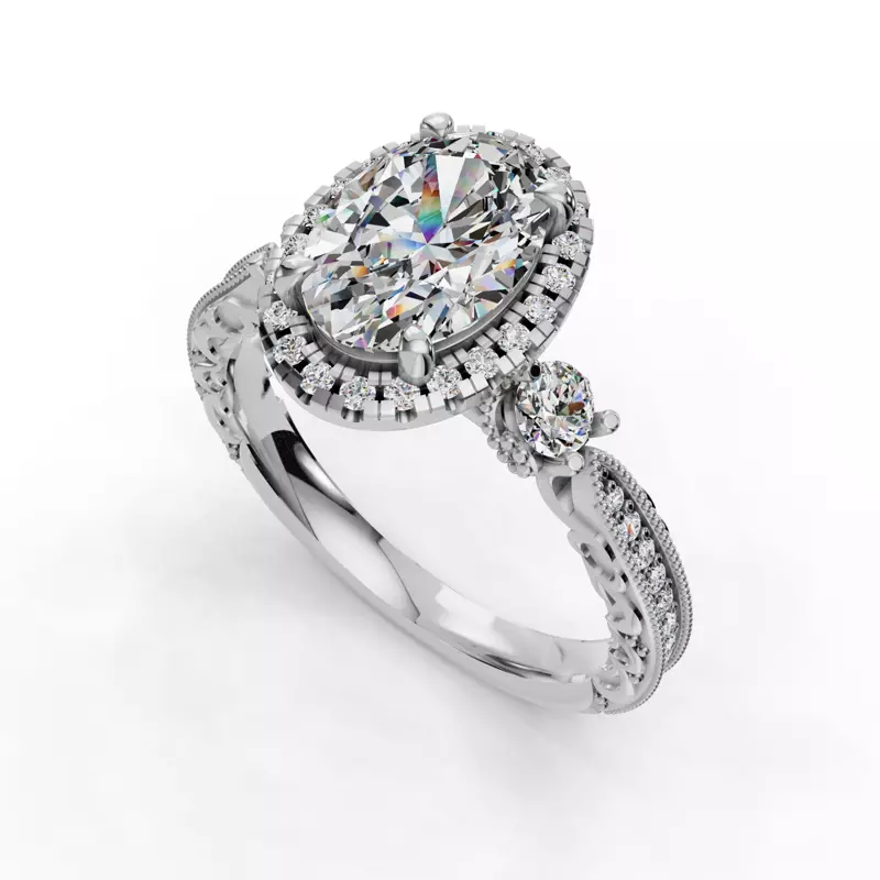 14K White Gold Winter Halo Engagement Ring