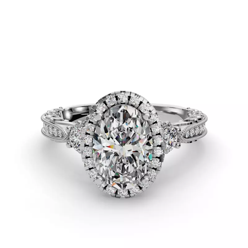 14K White Gold Winter Halo Engagement Ring