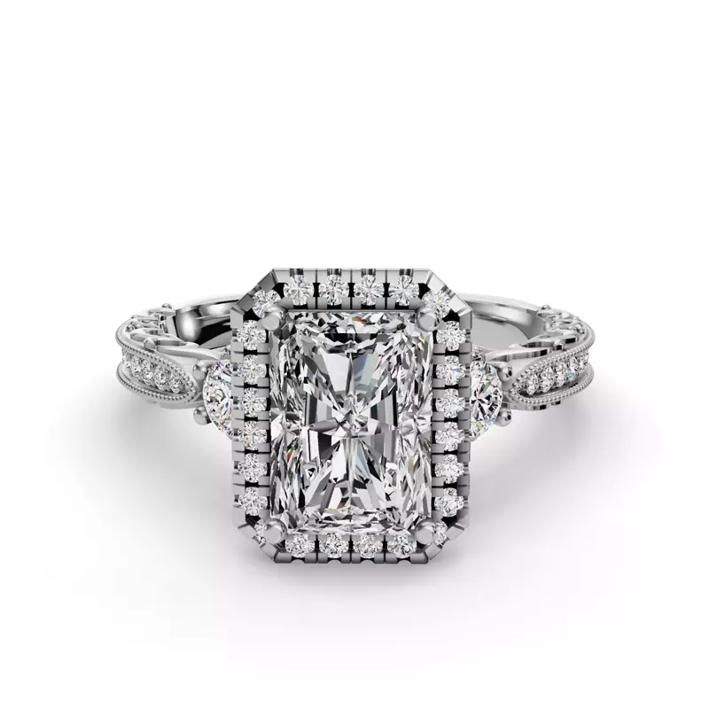 14K White Gold Winter Halo Engagement Ring