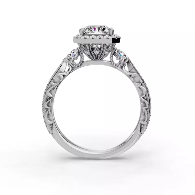 14K White Gold Winter Halo Engagement Ring