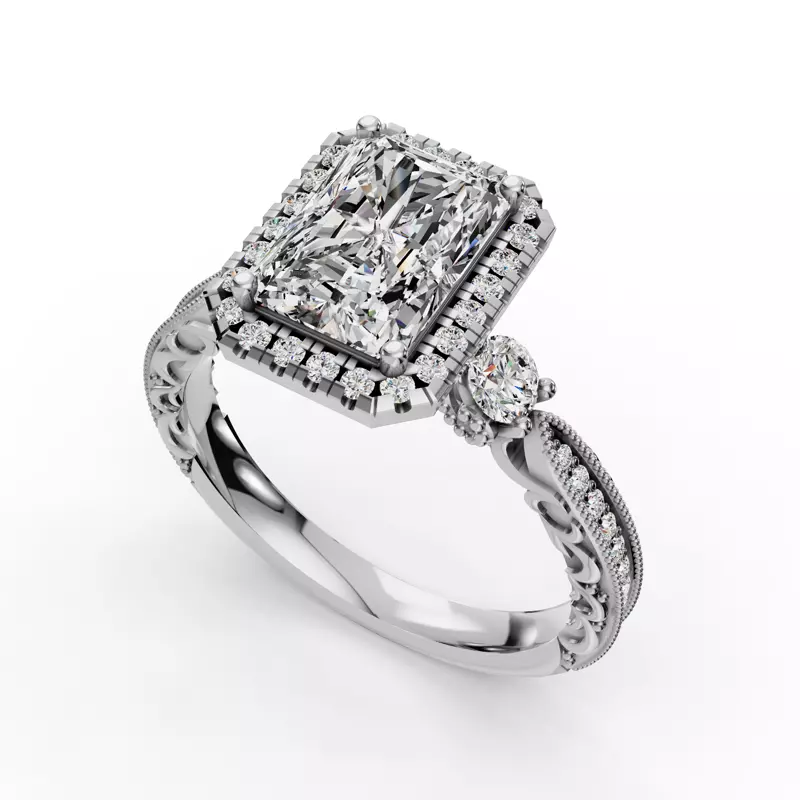 14K White Gold Winter Halo Engagement Ring