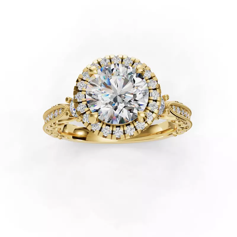 14K Yellow Gold Winter Halo Engagement Ring