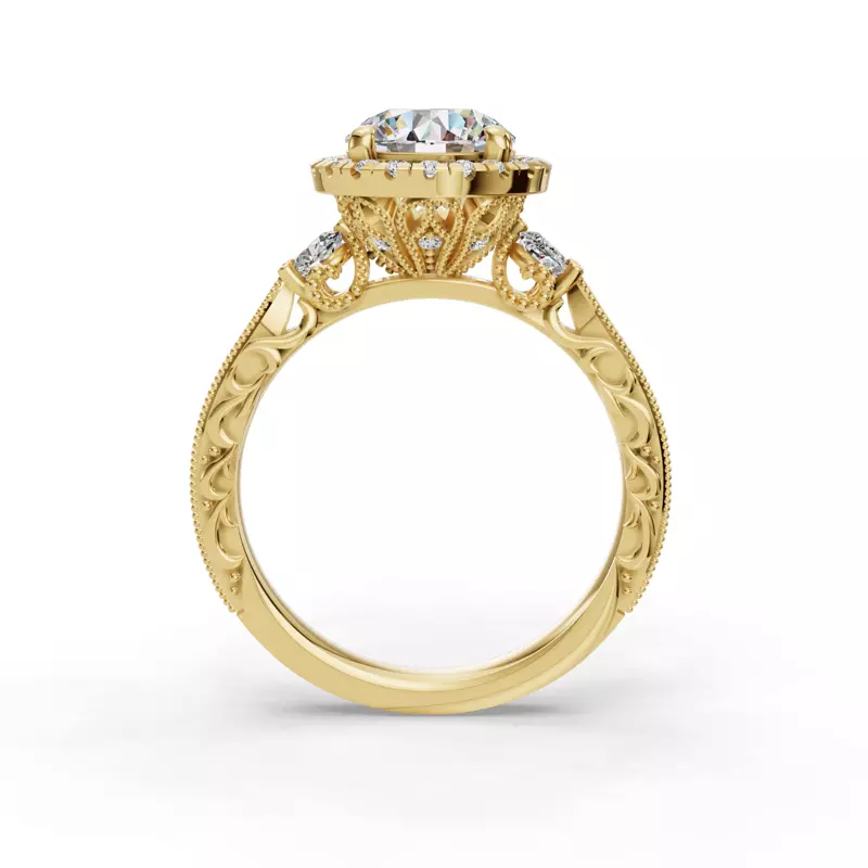 14K Yellow Gold Winter Halo Engagement Ring