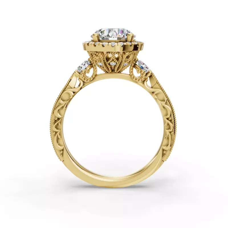 14K Yellow Gold Winter Halo Engagement Ring