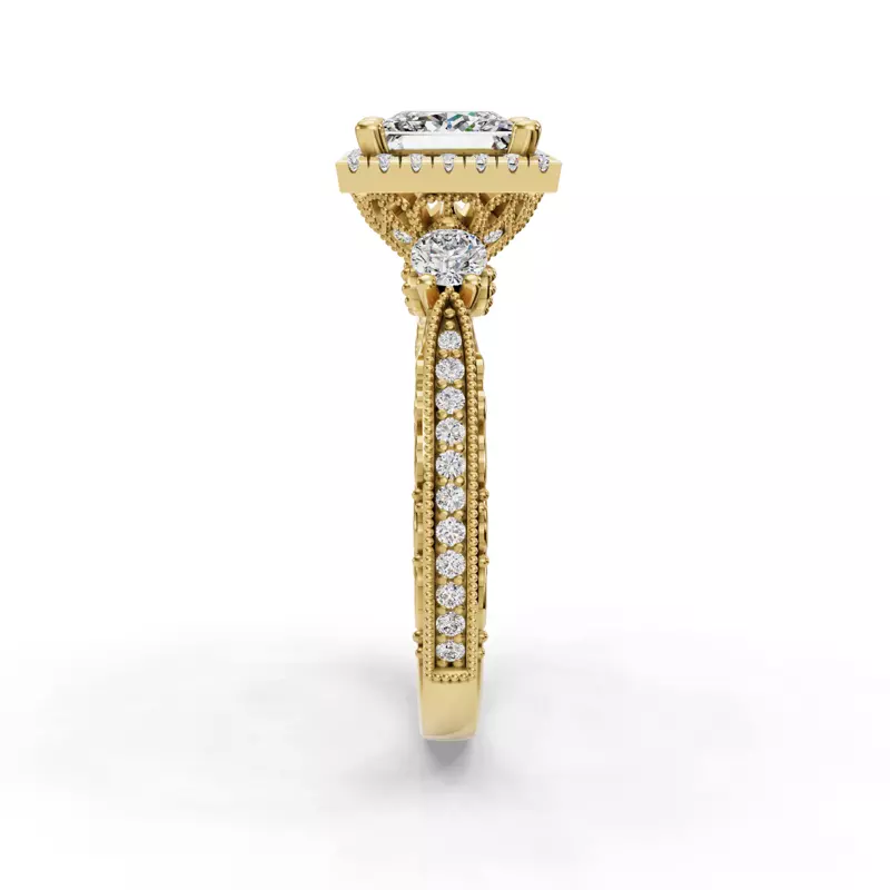 14K Yellow Gold Winter Halo Engagement Ring