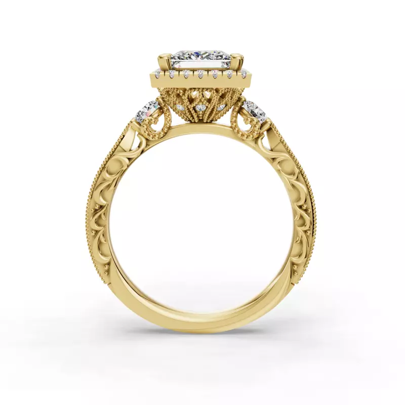 14K Yellow Gold Winter Halo Engagement Ring