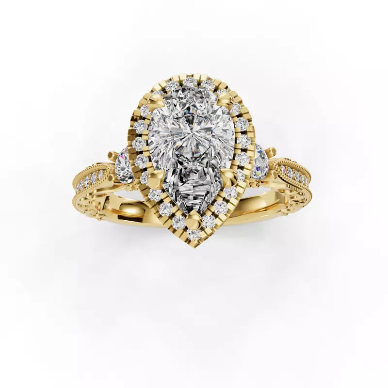 14K Yellow Gold Winter Halo Engagement Ring