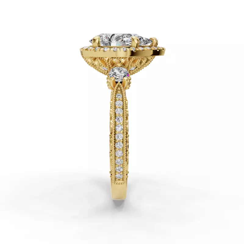 14K Yellow Gold Winter Halo Engagement Ring