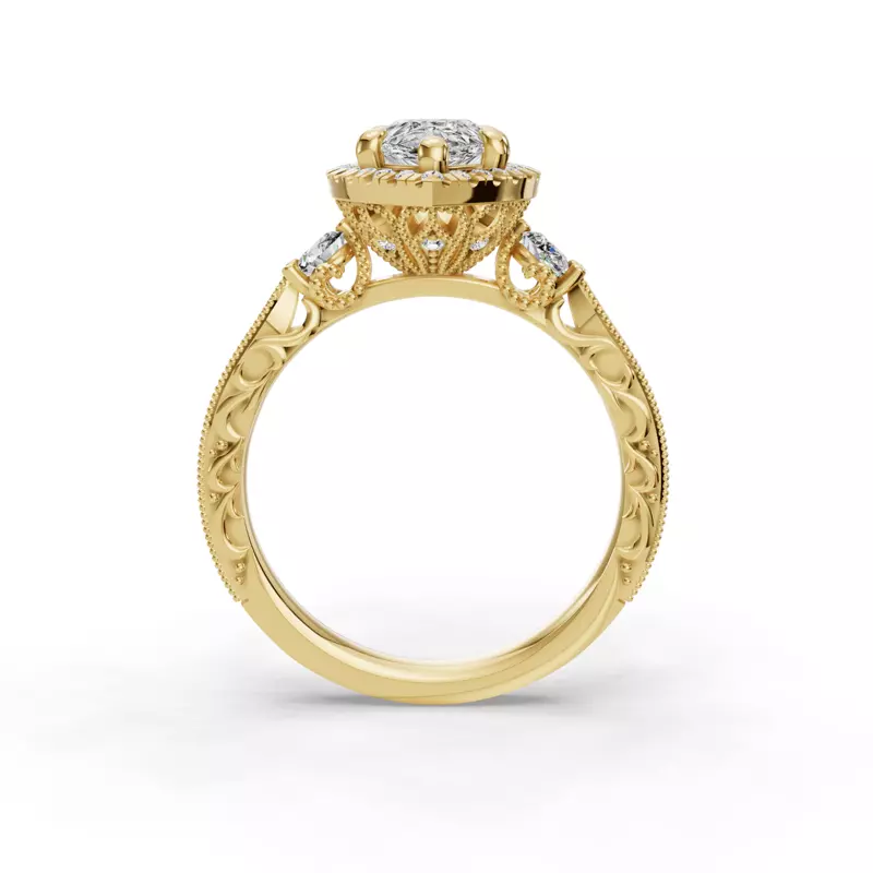 14K Yellow Gold Winter Halo Engagement Ring