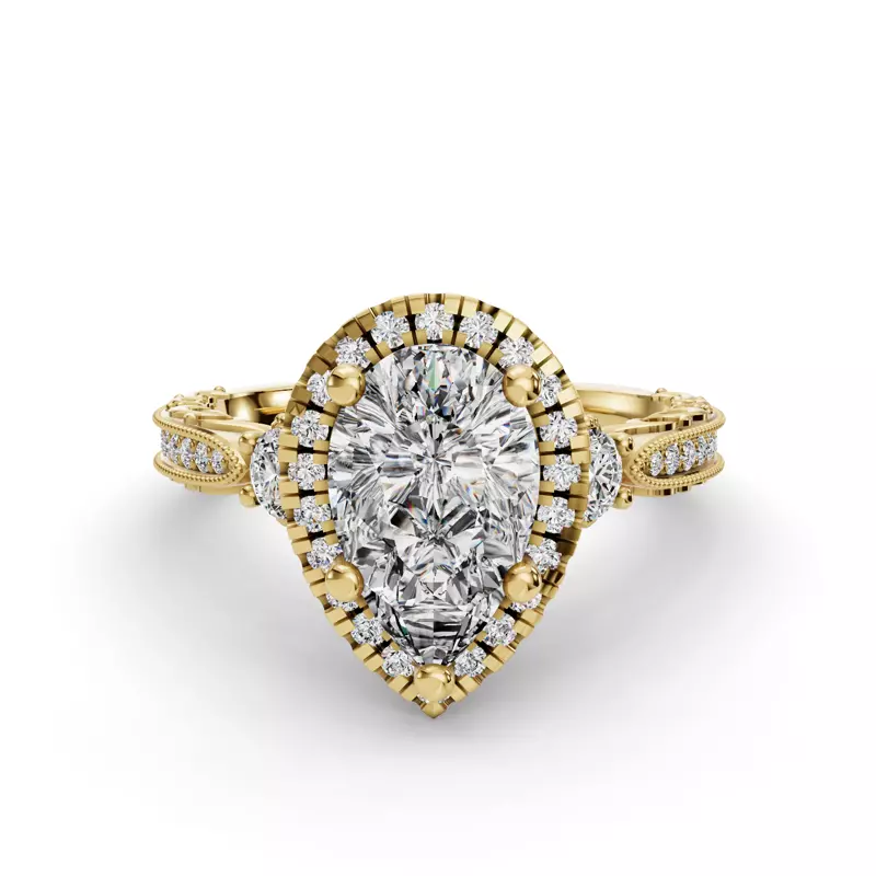 14K Yellow Gold Winter Halo Engagement Ring
