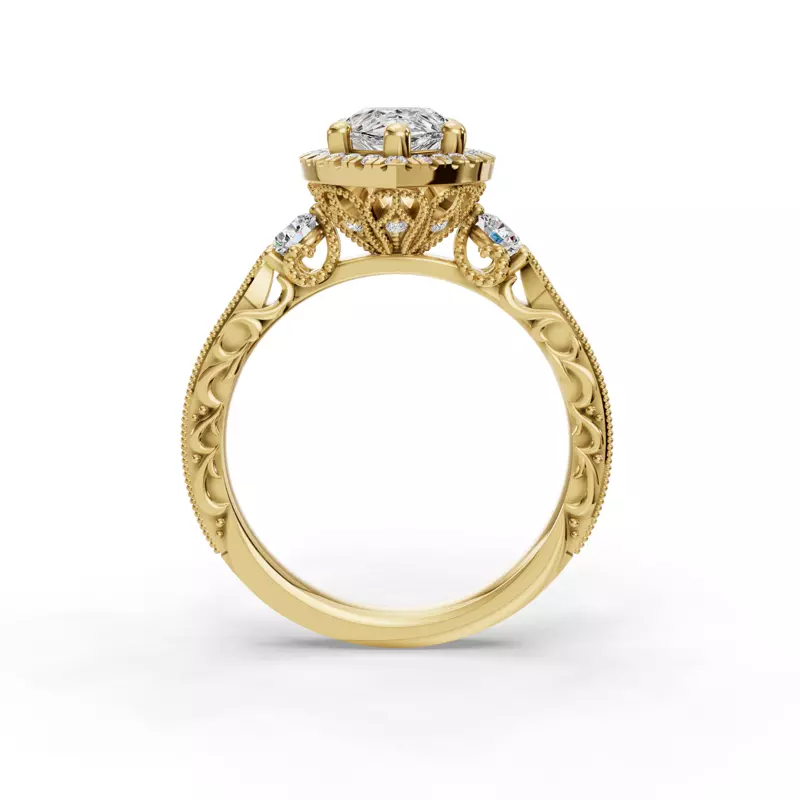 14K Yellow Gold Winter Halo Engagement Ring