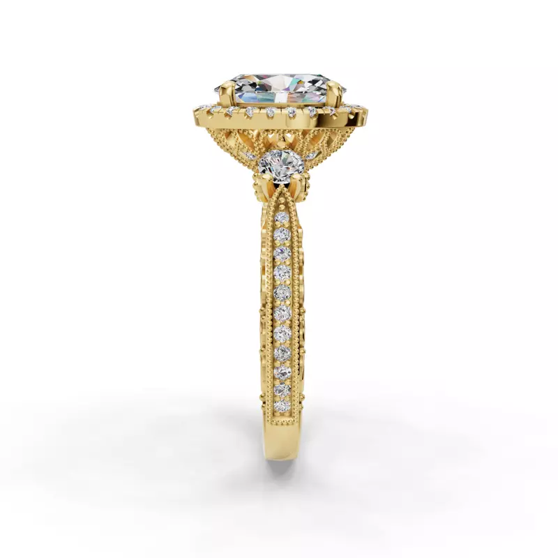 14K Yellow Gold Winter Halo Engagement Ring