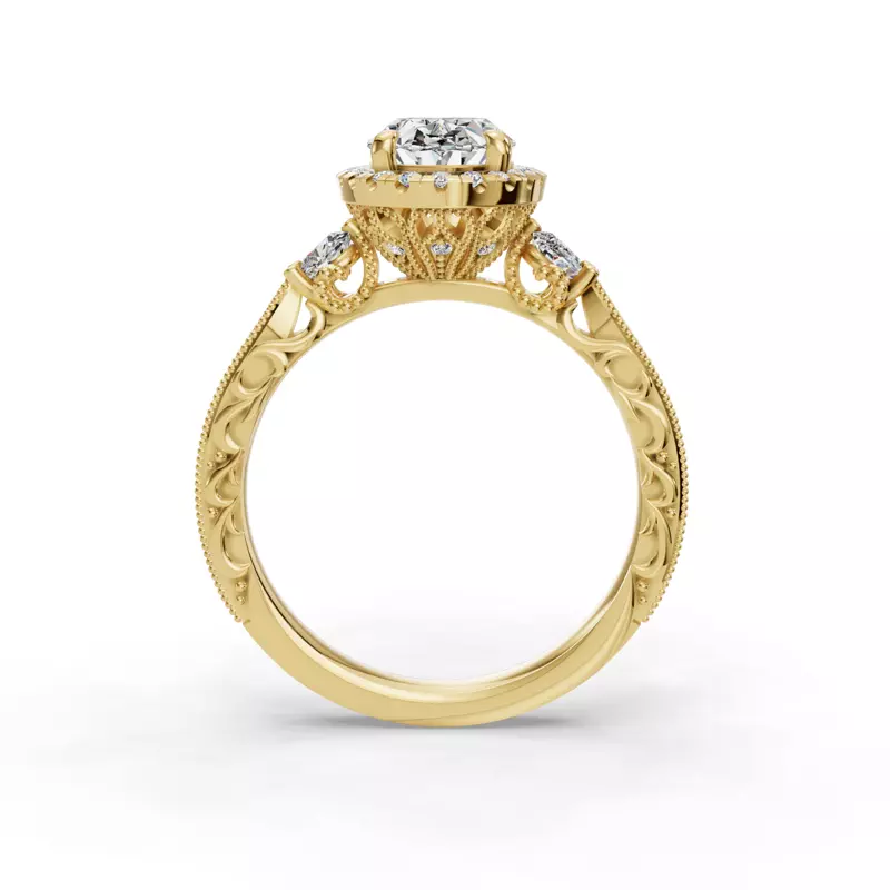 14K Yellow Gold Winter Halo Engagement Ring