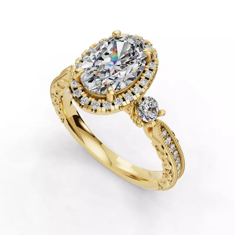 14K Yellow Gold Winter Halo Engagement Ring