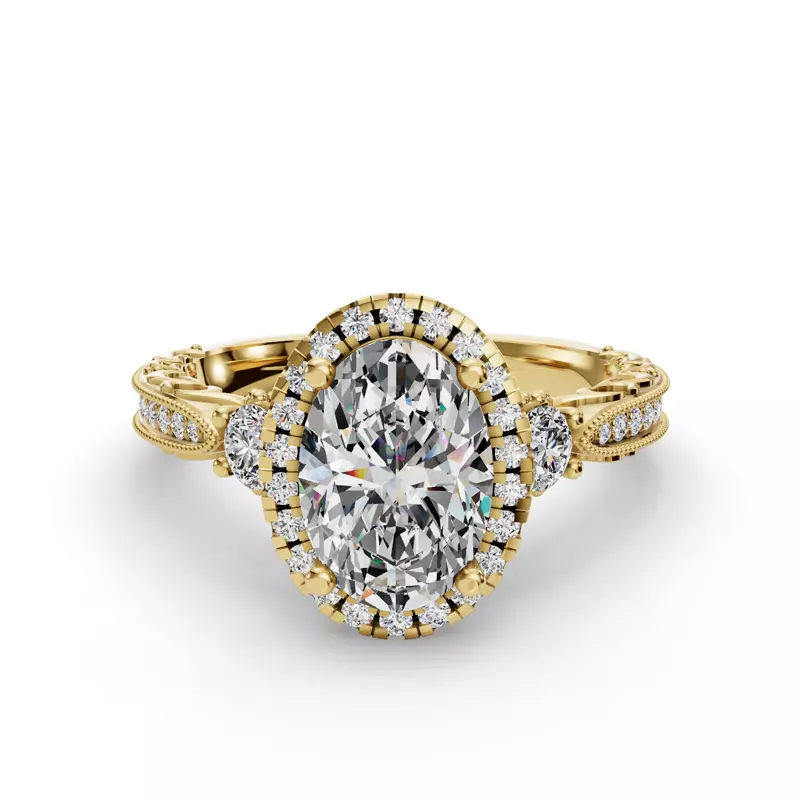14K Yellow Gold Winter Halo Engagement Ring