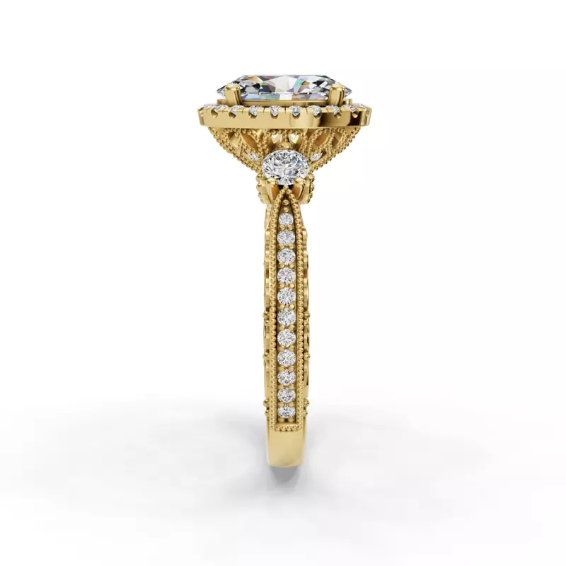 14K Yellow Gold Winter Halo Engagement Ring