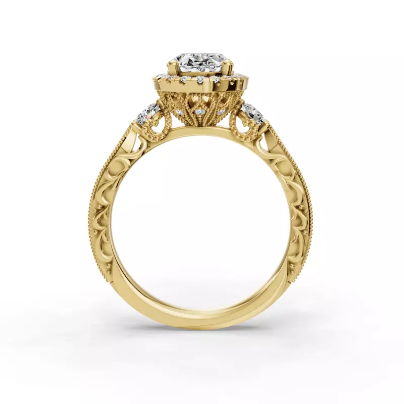 14K Yellow Gold Winter Halo Engagement Ring