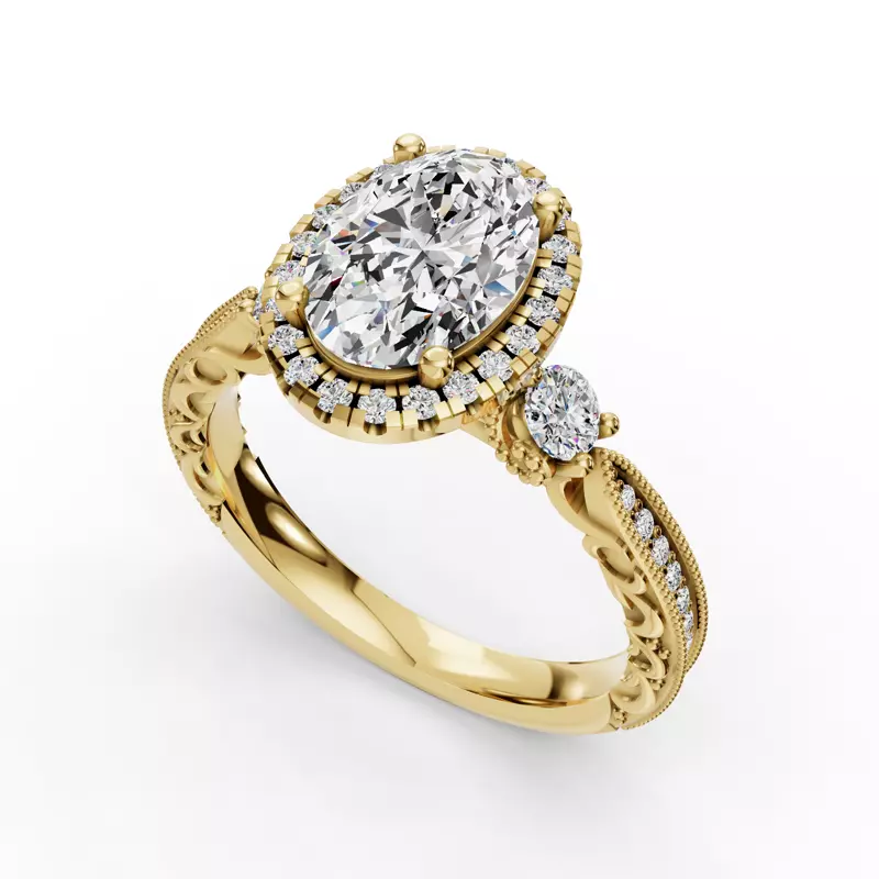14K Yellow Gold Winter Halo Engagement Ring