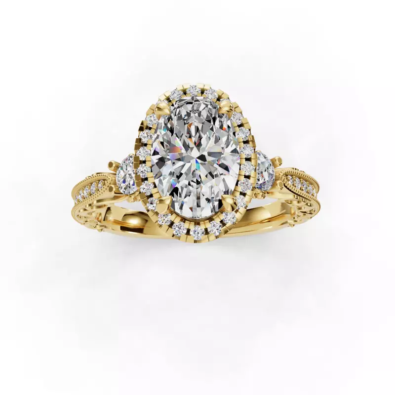 14K Yellow Gold Winter Halo Engagement Ring