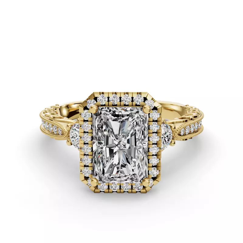 14K Yellow Gold Winter Halo Engagement Ring