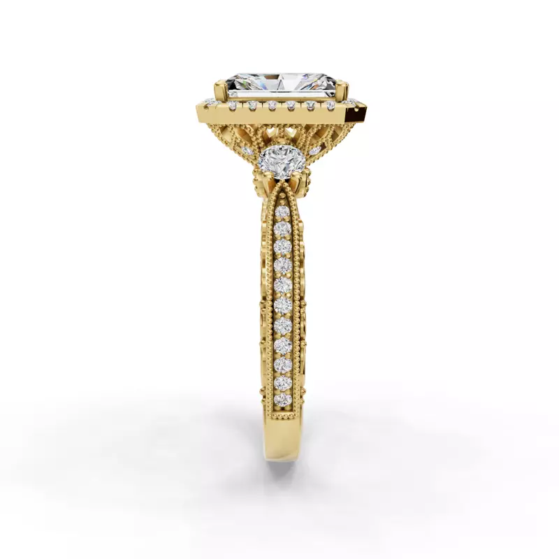 14K Yellow Gold Winter Halo Engagement Ring