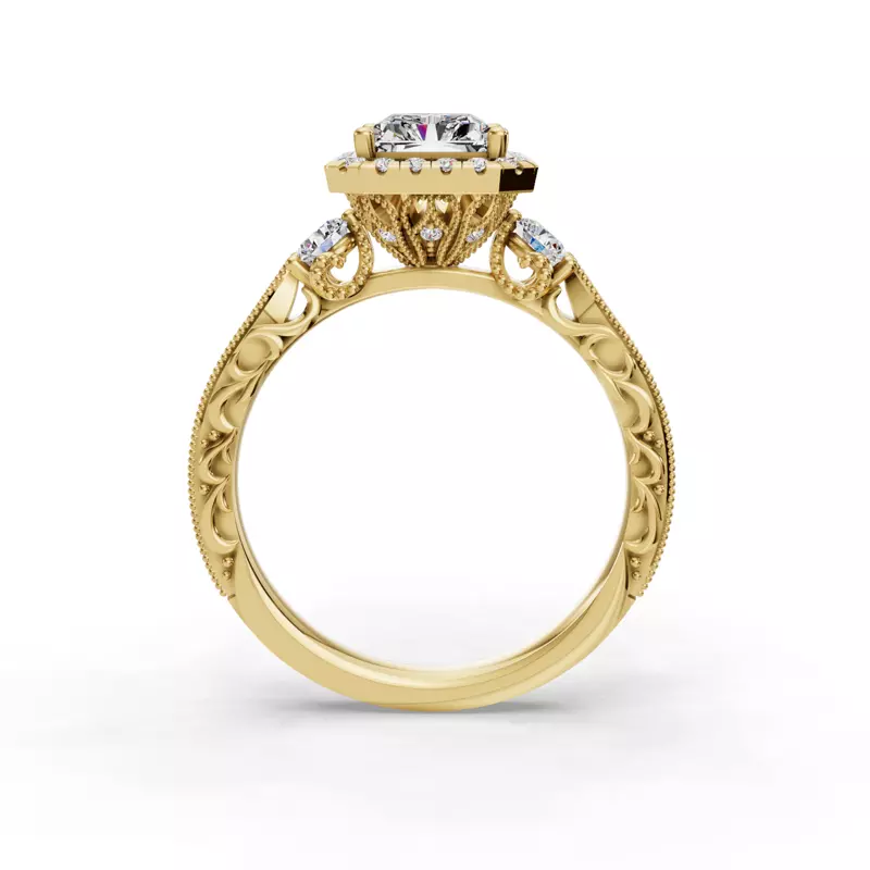 14K Yellow Gold Winter Halo Engagement Ring