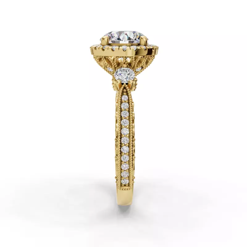 18K Yellow Gold Winter Halo Engagement Ring