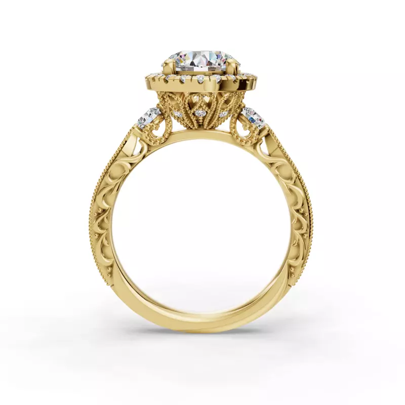 18K Yellow Gold Winter Halo Engagement Ring