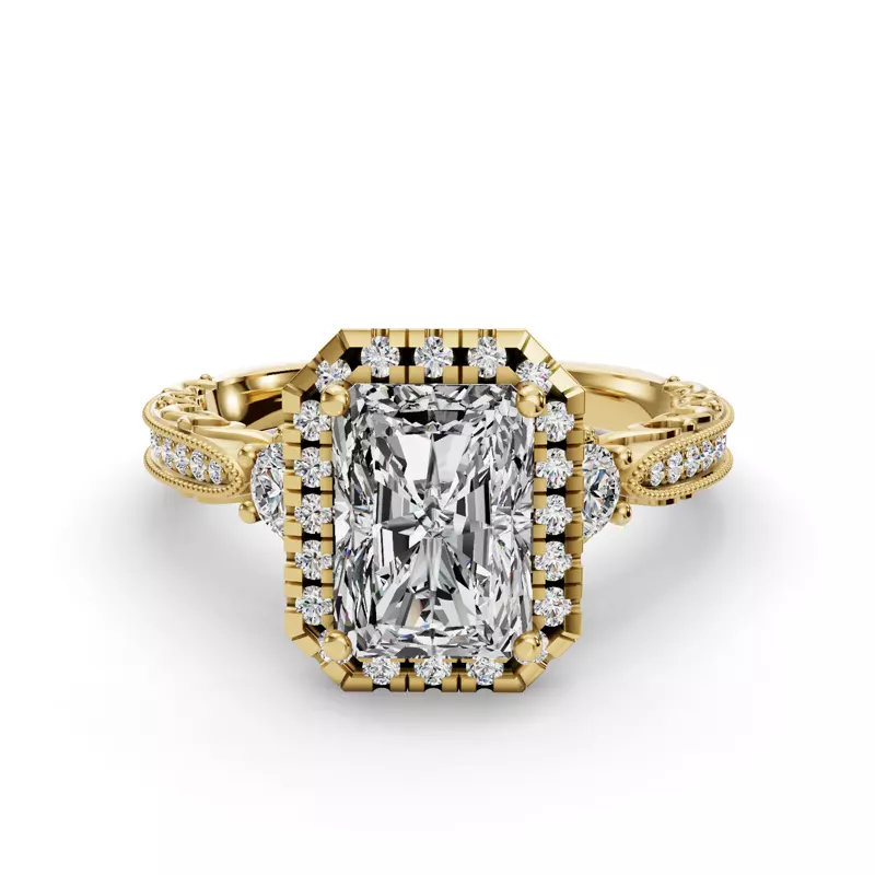 18K Yellow Gold Winter Halo Engagement Ring