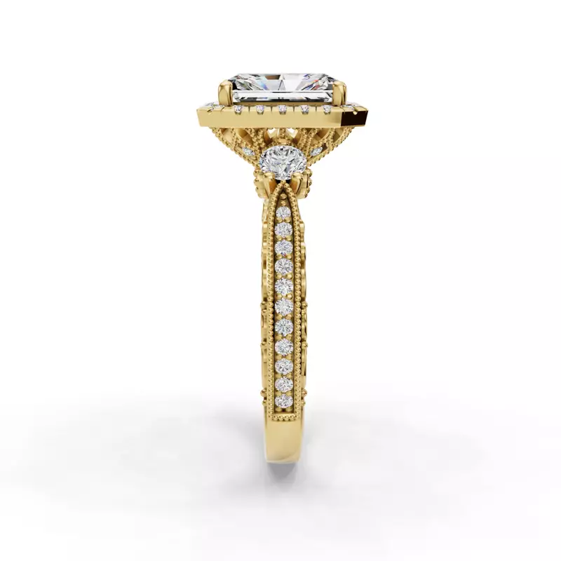 18K Yellow Gold Winter Halo Engagement Ring