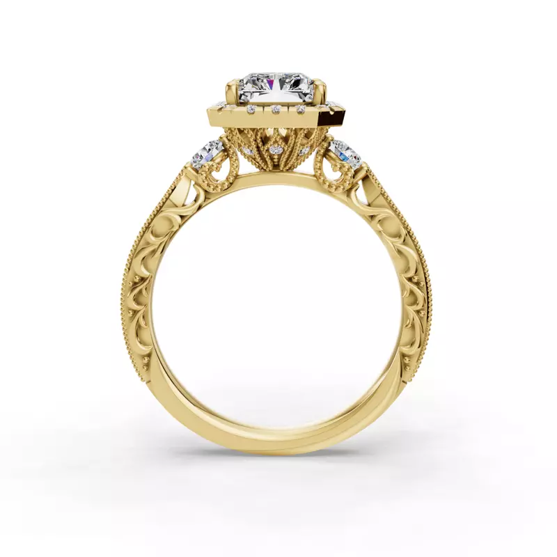 18K Yellow Gold Winter Halo Engagement Ring