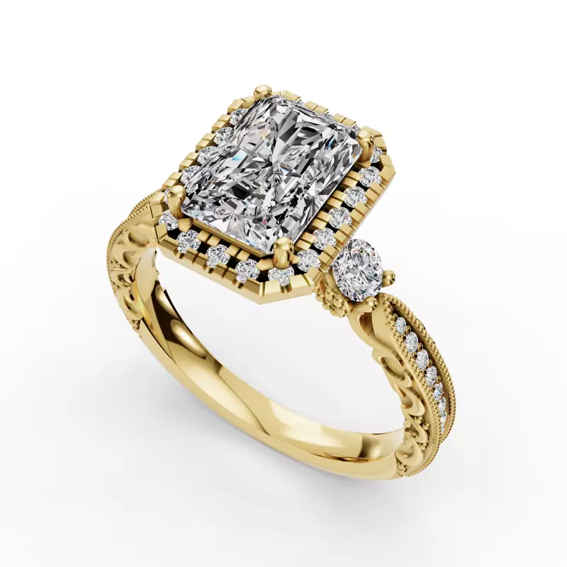 18K Yellow Gold Winter Halo Engagement Ring