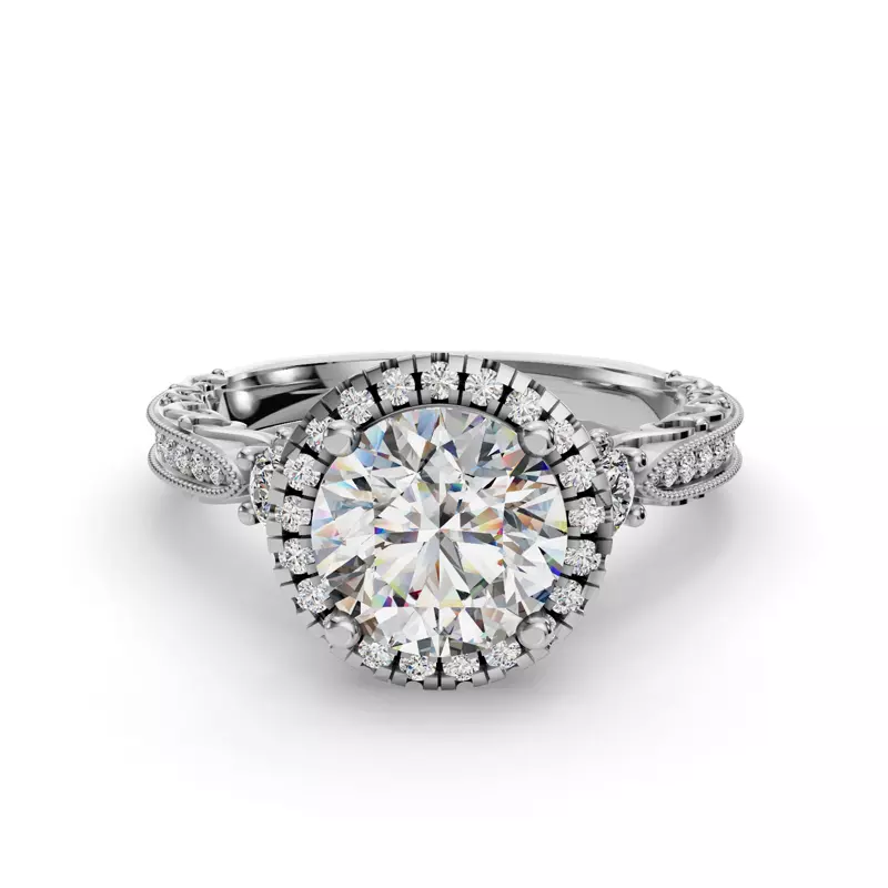 Platinum Winter Halo Engagement Ring