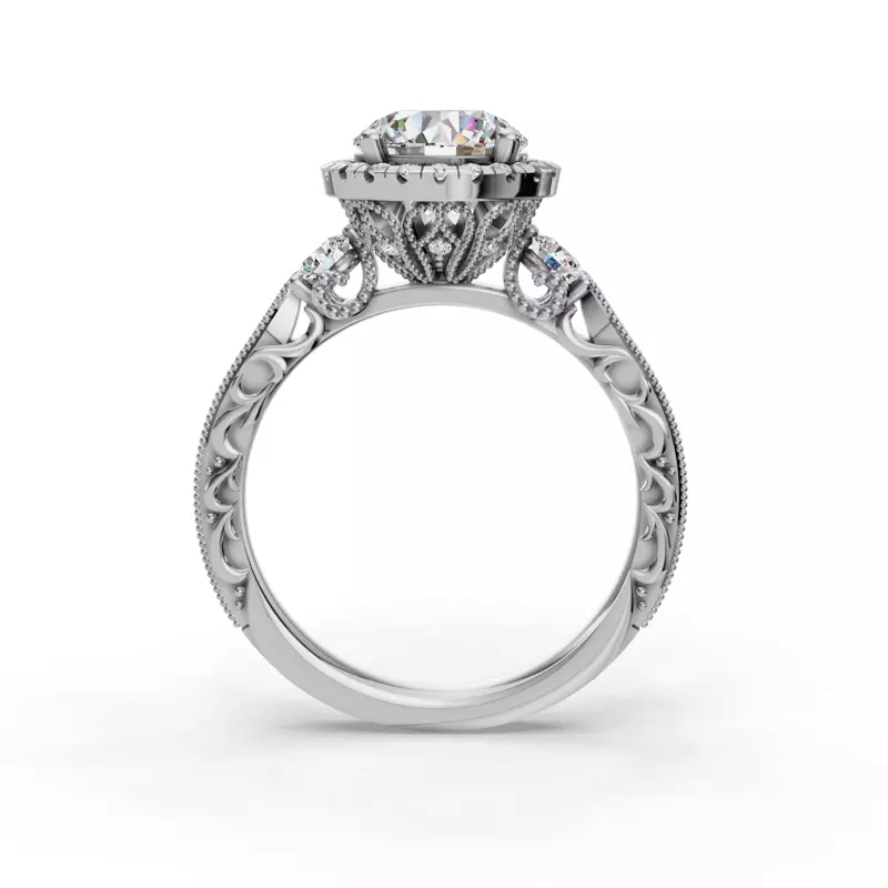 Platinum Winter Halo Engagement Ring