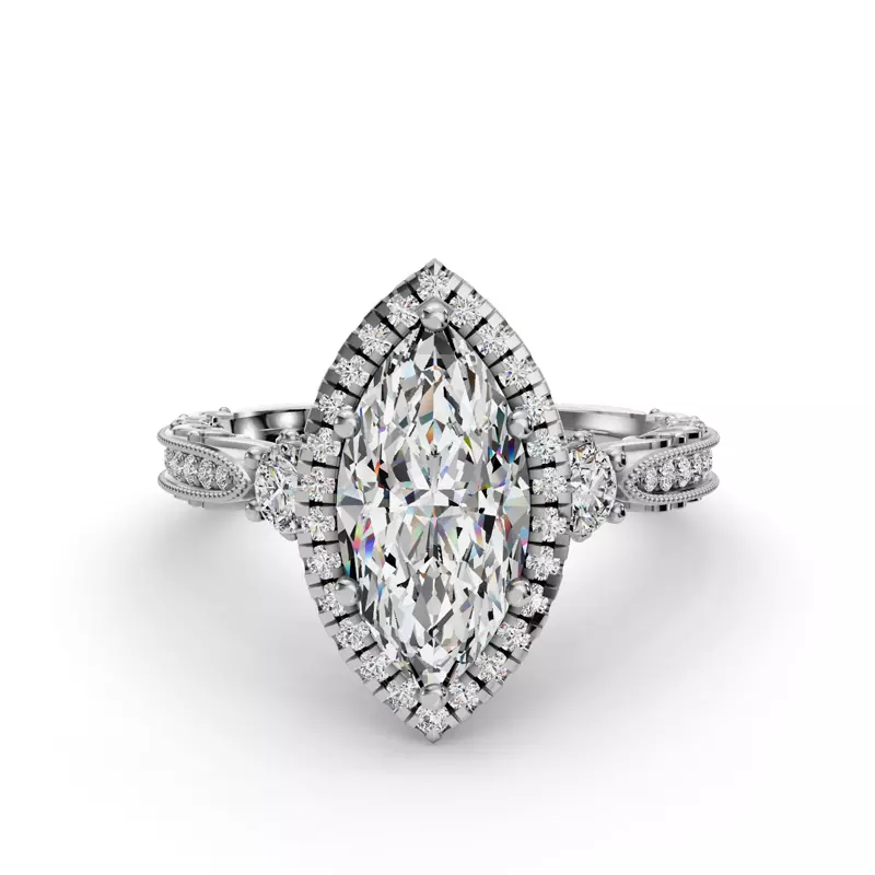 Platinum Winter Halo Engagement Ring