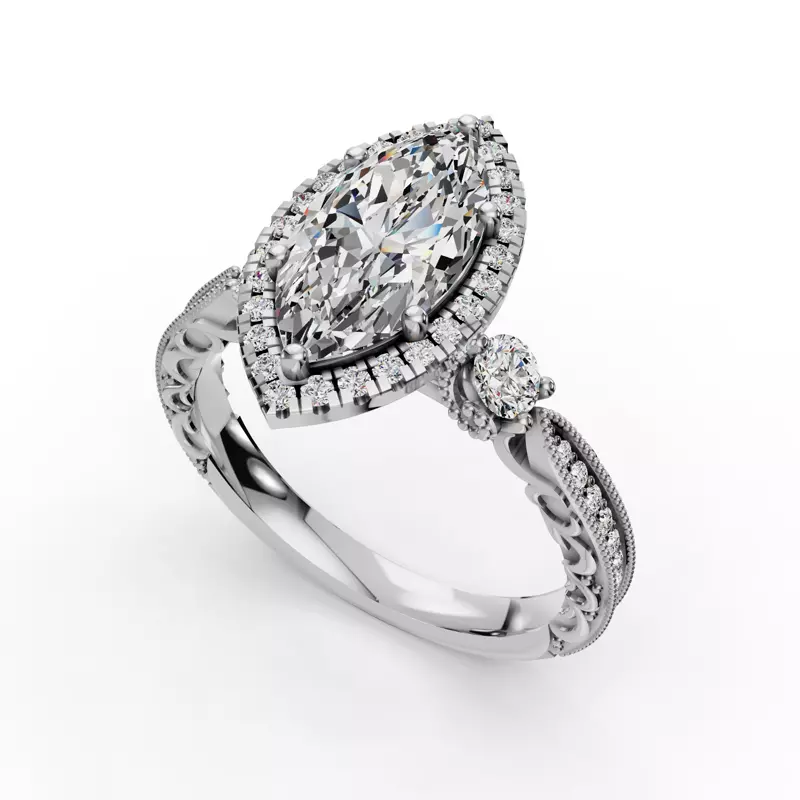 Platinum Winter Halo Engagement Ring