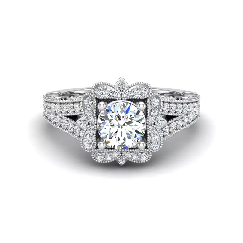 18K White Gold Lilith Halo Engagement Ring