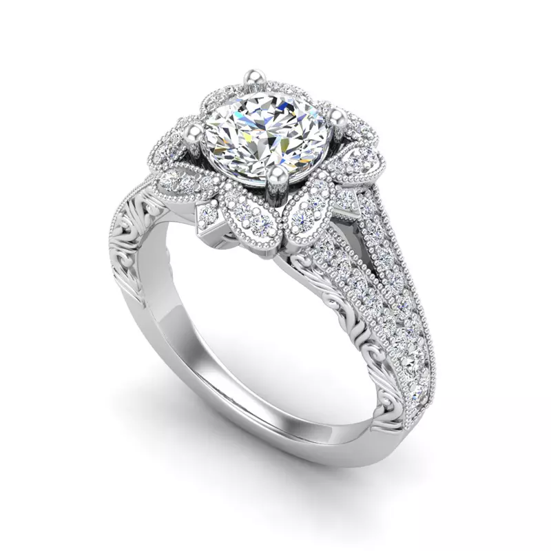 18K White Gold Lilith Halo Engagement Ring
