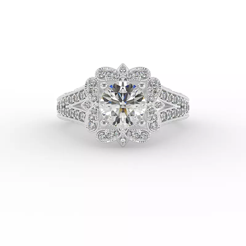 18K White Gold Lilith Halo Engagement Ring