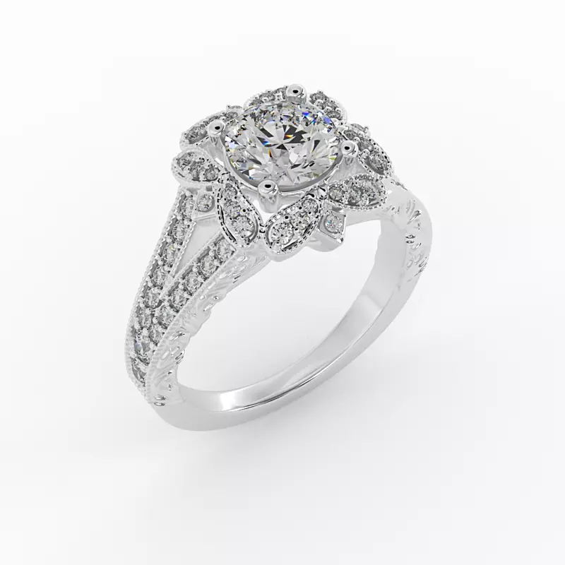 18K White Gold Lilith Halo Engagement Ring