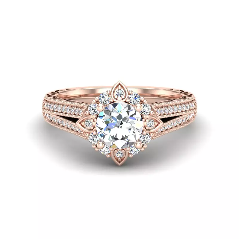 14K Rose Gold Logan Halo Engagement Ring