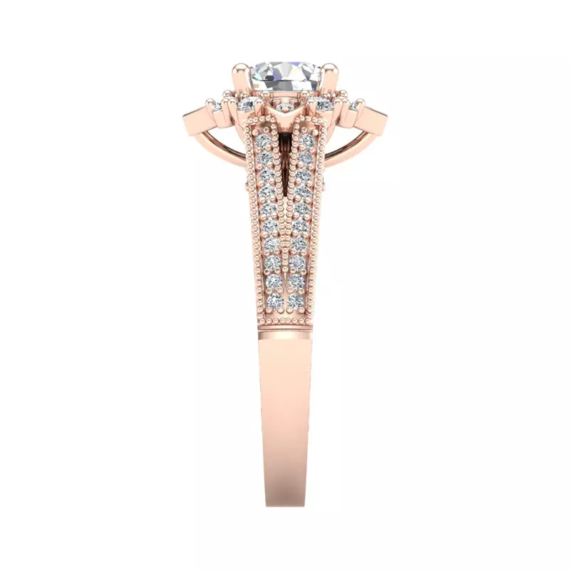 14K Rose Gold Logan Halo Engagement Ring