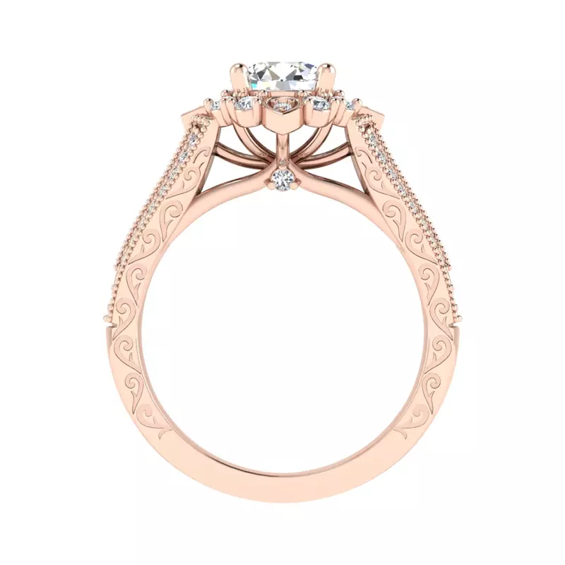 14K Rose Gold Logan Halo Engagement Ring
