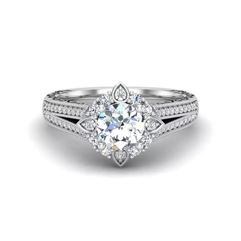 14K White Gold Logan Halo Engagement Ring
