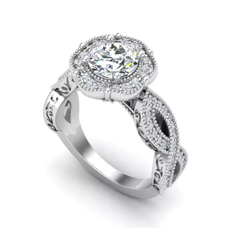 14K White Gold Amiyah Halo Engagement Ring