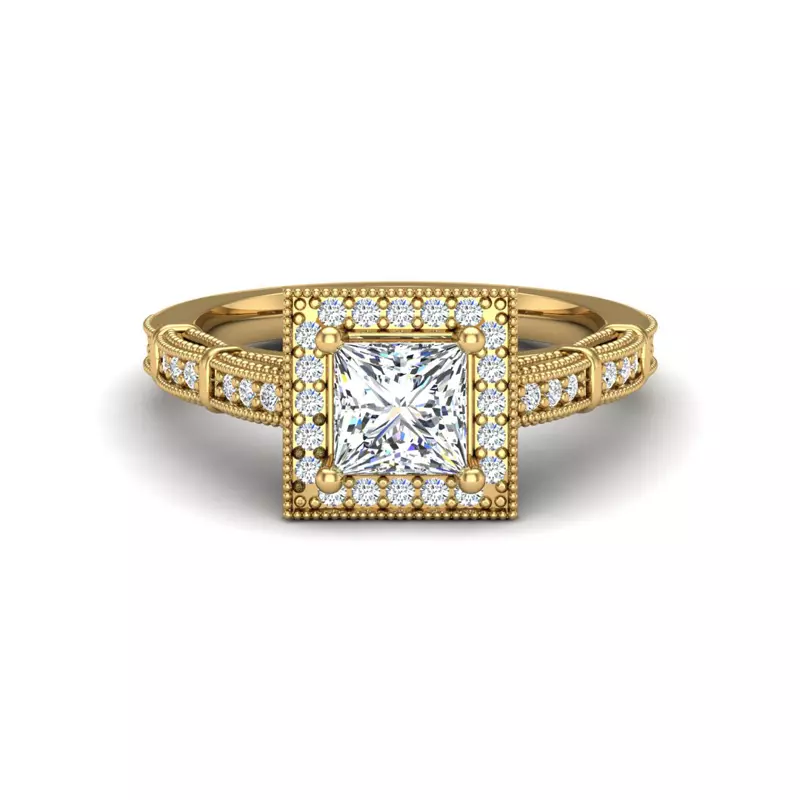 14K Yellow Gold Evie Halo Engagement Ring