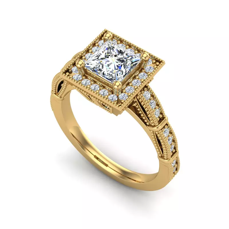 14K Yellow Gold Evie Halo Engagement Ring