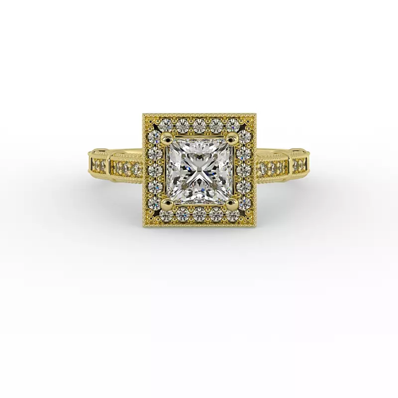14K Yellow Gold Evie Halo Engagement Ring