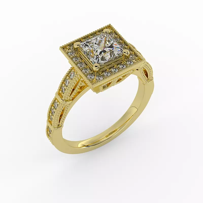 14K Yellow Gold Evie Halo Engagement Ring